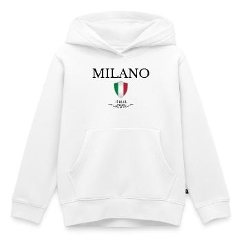 Souvenir Milan, Milan Italie - Sweat Premium à capuche enfant bio - blanc - Devant - AI Model Kid Female (0cm)