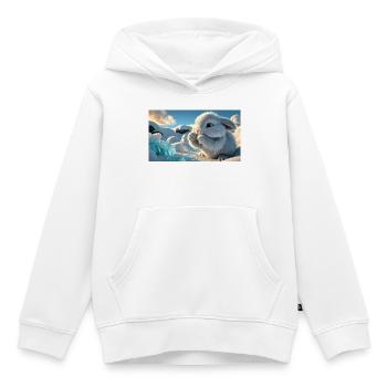 Un lapin de neige mignon avec des cristaux de glace - Sweat Premium à capuche enfant bio - blanc - Devant - AI Model Kid Female (0cm)