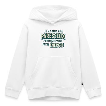 Ich bin nicht faul, ich spare Energie. - Kinder Premium Organic Hoodie - Weiß - Vorne - AI Model Kid Female (0cm)