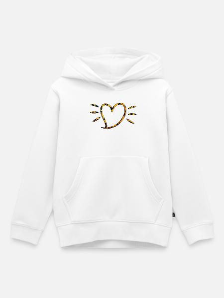 Leopard Herz Strahlen - Kinder Premium Organic Hoodie - Weiß