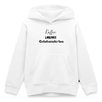 Kaffee -> Lernen -> Existenzkrise - Kinder Premium Organic Hoodie - Weiß - Vorne - AI Model Kid Female (0cm)