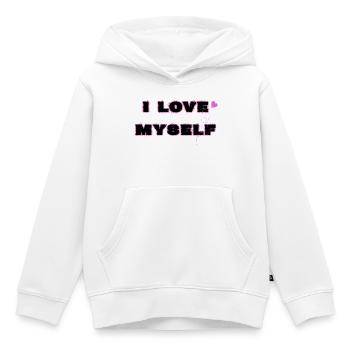 L’amour de soi, je m’aime moi-même - Sweat Premium à capuche enfant bio - blanc - Devant - AI Model Kid Female (0cm)