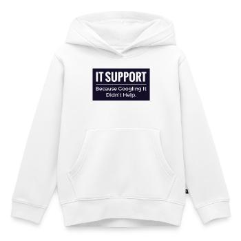 T-shirt support informatique – Humour drôle de bureau technique - Sweat Premium à capuche enfant bio - blanc - Devant - AI Model Kid Female (0cm)