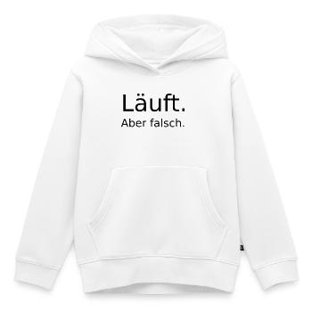 Laeuft ... aber falsch  - Kinder Premium Organic Hoodie - Weiß - Vorne - AI Model Kid Female (0cm)