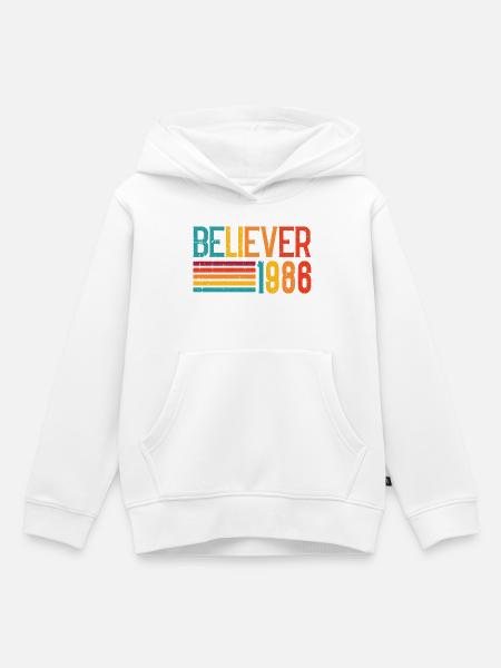 Believe 1986 Regenbogen Retro - Kinder Premium Organic Hoodie - Weiß