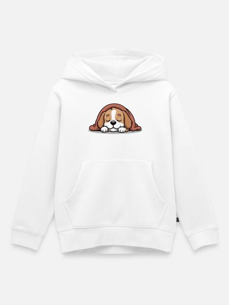 Schlafendes Beagle Kuscheltier - Kinder Premium Organic Hoodie - Weiß