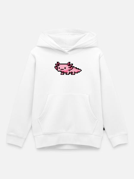 Pixelated Pink Pixel Art Axolotl - Kinder Premium Organic Hoodie - Weiß