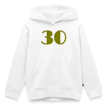 30. 30 ANS. 30e ANNIVERSAIRE. ANNIVERSAIRE 30 ANS. - Sweat Premium à capuche enfant bio - blanc - Devant - AI Model Kid Female (0cm)