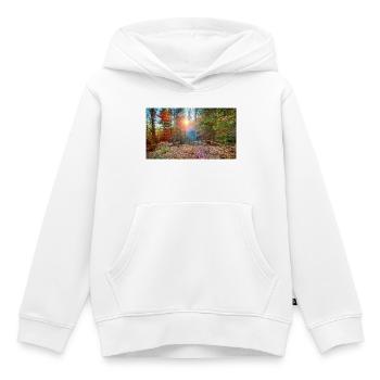 Sonnenlicht im Herbstwald - Kinder Premium Organic Hoodie - Weiß - Vorne - AI Model Kid Female (0cm)