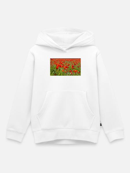 Roter Mohn Florale Pracht - Kinder Premium Organic Hoodie - Weiß