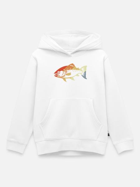Fisch Grafik Retro Stil - Kinder Premium Organic Hoodie - Weiß