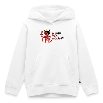 Diable Vélo Encourage - Sweat Premium à capuche enfant bio - blanc - Devant - AI Model Kid Female (0cm)