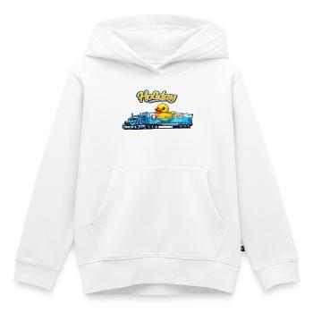 Camion Vacances Routier Canard Holiday  - Sweat Premium à capuche enfant bio - blanc - Devant - AI Model Kid Female (0cm)