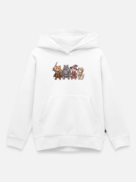 RPG Cats Dungeon Party Fantasy - Kinder Premium Organic Hoodie - Weiß