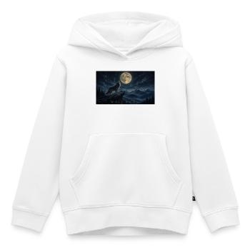Hurlements de loup au clair de lune sur les pics - Sweat Premium à capuche enfant bio - blanc - Devant - AI Model Kid Female (0cm)