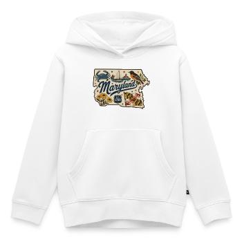 Maryland Vintage Staatsflagge & Krabbenaufkleber - Kinder Premium Organic Hoodie - Weiß - Vorne - AI Model Kid Female (0cm)