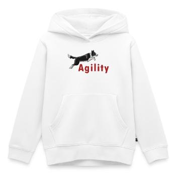 Agility logo "Jumping" - Kids Premium Organic Hoodie - white - Front - AI Model Kid Female (0cm)