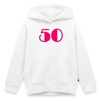 50. 50 JAHRE. 50-jähriges Jubiläum. GEBURTSTAG 50 JAHRE. - Kinder Premium Organic Hoodie - Weiß - Vorne - AI Model Kid Female (0cm)