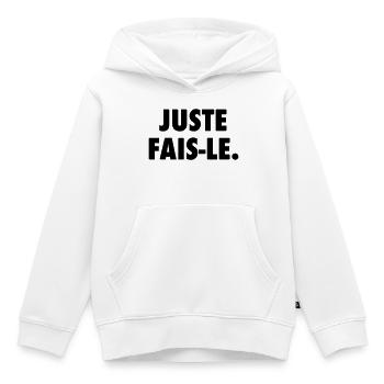 Juste fais le - Sweat Premium à capuche enfant bio - blanc - Devant - AI Model Kid Female (0cm)