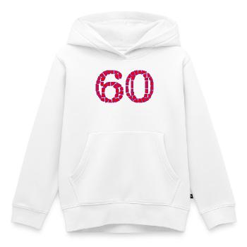 60. 60 ANS. 60e ANNIVERSAIRE. ANNIVERSAIRE 60 ANS. - Sweat Premium à capuche enfant bio - blanc - Devant - AI Model Kid Female (0cm)