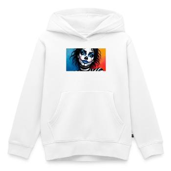 La Calavera Mystique - Sweat Premium à capuche enfant bio - blanc - Devant - AI Model Kid Female (0cm)