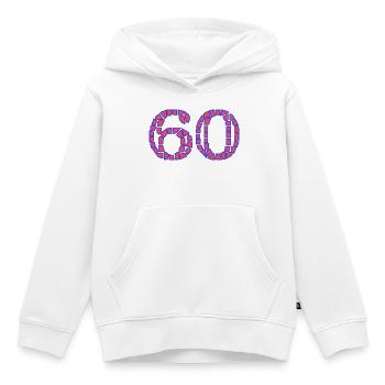 60. 60 ANS. 60e ANNIVERSAIRE. ANNIVERSAIRE 60 ANS. - Sweat Premium à capuche enfant bio - blanc - Devant - AI Model Kid Female (0cm)