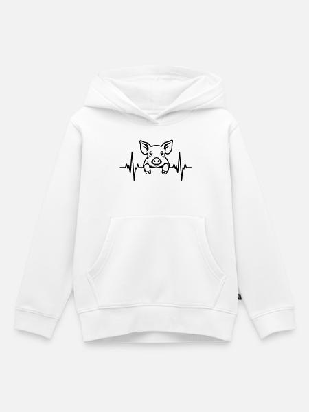 Schwein Herzschlag – Süßes Ferkel - Kinder Premium Organic Hoodie - Weiß