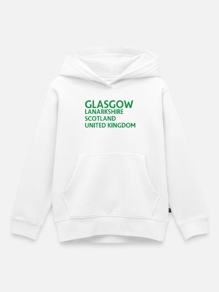 Glasgow – Scotland Textdesign - Kinder Premium Organic Hoodie - Weiß