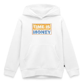 Time Is Money: Contrast Typography - Kids Premium Organic Hoodie - white - Front - AI Model Kid Female (0cm)