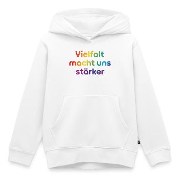 Vielfalt macht uns stärker - Kinder Premium Organic Hoodie - Weiß - Vorne - AI Model Kid Female (0cm)