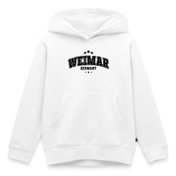 Weimar Varsity Lettering Souvenier - Kids Premium Organic Hoodie - white - Front - AI Model Kid Female (0cm)