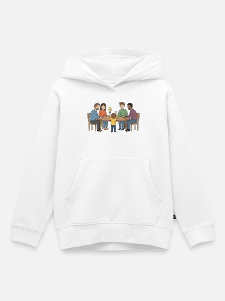 Kollektive Idee um einen Tisch - Kinder Premium Organic Hoodie - Weiß