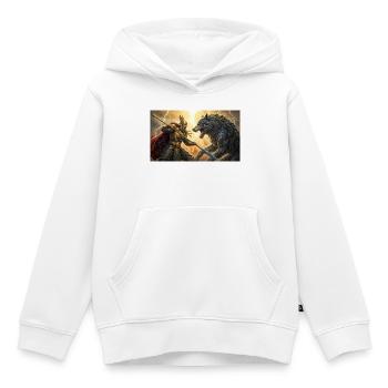 Odin affronte Fenrir lors de la bataille finale de Ragnarök Norse s - Sweat Premium à capuche enfant bio - blanc - Devant - AI Model Kid Female (0cm)