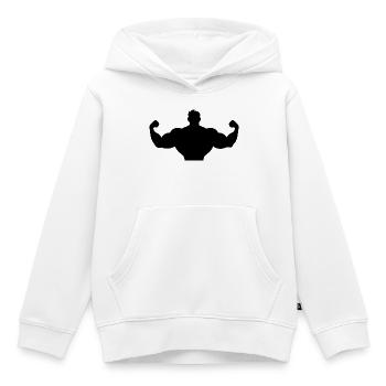 Homme fort - Sweat Premium à capuche enfant bio - blanc - Devant - AI Model Kid Female (0cm)