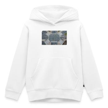 Vue aérienne de la géométrie d’intersection - Sweat Premium à capuche enfant bio - blanc - Devant - AI Model Kid Female (0cm)