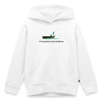 Fishing Solves Most Problems – Angler - Kids Premium Organic Hoodie - white - Front - AI Model Kid Female (0cm)
