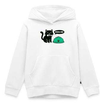 Hungrige Katze Futternapf Grafik - Kinder Premium Organic Hoodie - Weiß - Vorne - AI Model Kid Female (0cm)