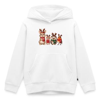 Süße Weihnachtstiere mit Rentiergeweih - Kinder Premium Organic Hoodie - Weiß - Vorne - AI Model Kid Female (0cm)