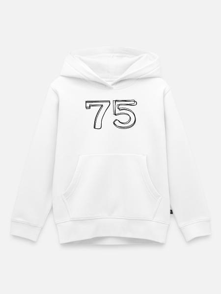 Zahl 75 handgezeichnet - Kinder Premium Organic Hoodie - Weiß