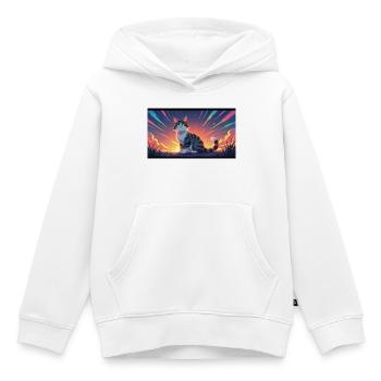Katze im Abendlicht - Kinder Premium Organic Hoodie - Weiß - Vorne - AI Model Kid Female (0cm)