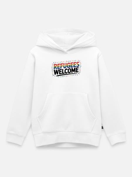 Refugees Welcome - Cool Pride Logo - Kinder Premium Organic Hoodie - Weiß