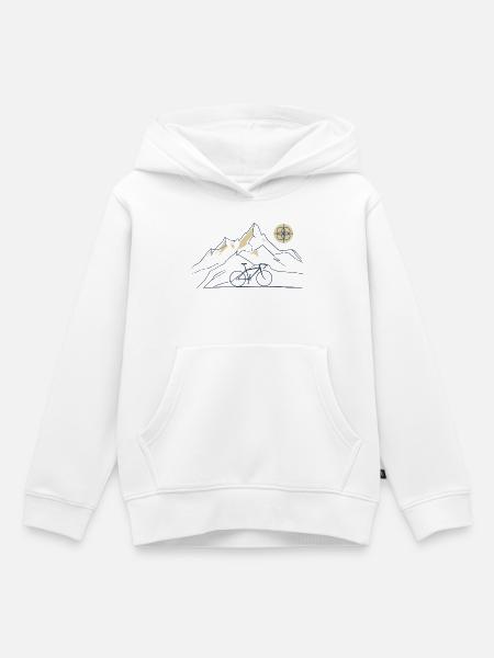 Fahrrad Bergmotiv - Kinder Premium Organic Hoodie - Weiß