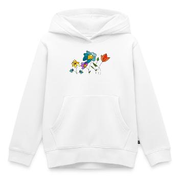 Fleur - Sweat Premium à capuche enfant bio - blanc - Devant - AI Model Kid Female (0cm)