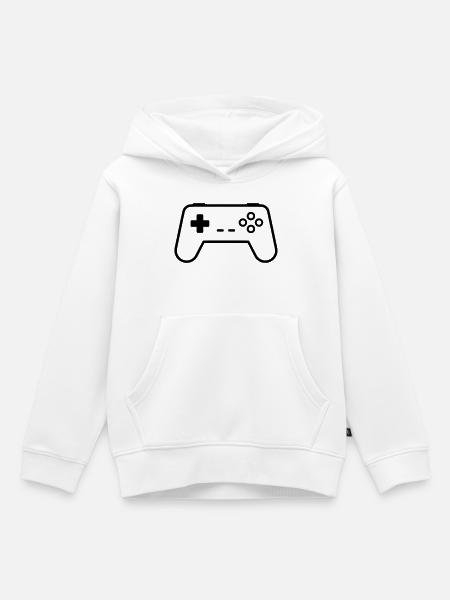 Gamepad Controller Outline Gaming Vektor - Kinder Premium Organic Hoodie - Weiß