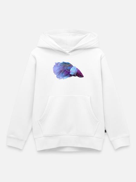 Violetter Blau-Betta Farbwirbel - Kinder Premium Organic Hoodie - Weiß