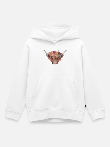Blumenkrone Kuhportraet - Kinder Premium Organic Hoodie - Weiß