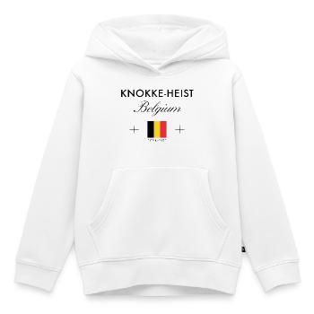 Le braquage de Knokke Belgique coordonne le souvenir de voyage - Sweat Premium à capuche enfant bio - blanc - Devant - AI Model Kid Female (0cm)
