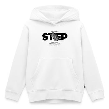 Un petit pas - Sweat Premium à capuche enfant bio - blanc - Devant - AI Model Kid Female (0cm)