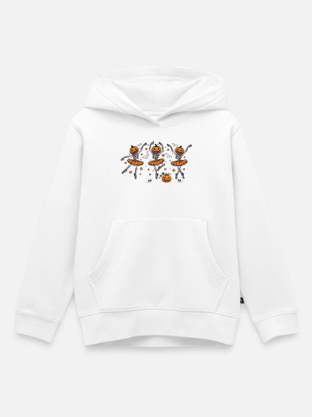 Ballett-Kürbisskelett Halloween - Kinder Premium Organic Hoodie - Weiß