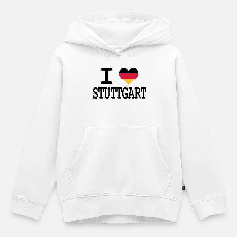 J'aime Stuttgart - Sweat Premium à capuche enfant bio - blanc